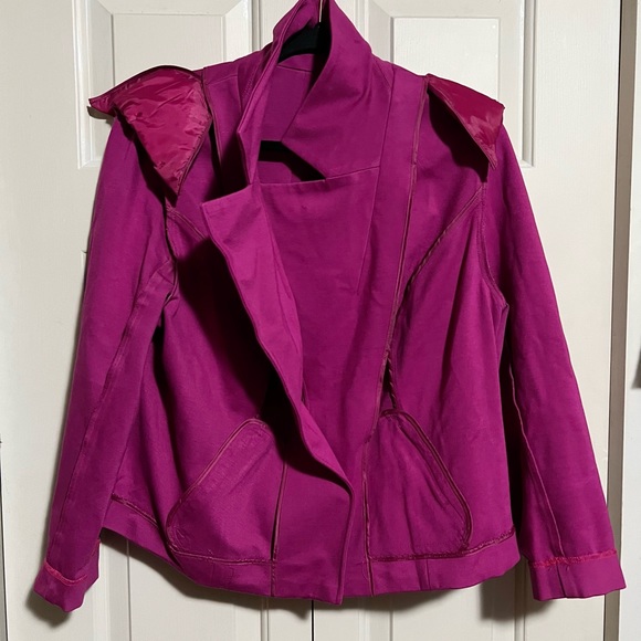 Lane Bryant Casual Career Jacket with zippers size 16 Fushia - Picture 4 of 14
